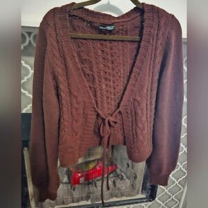 Brown Tie Cardigan